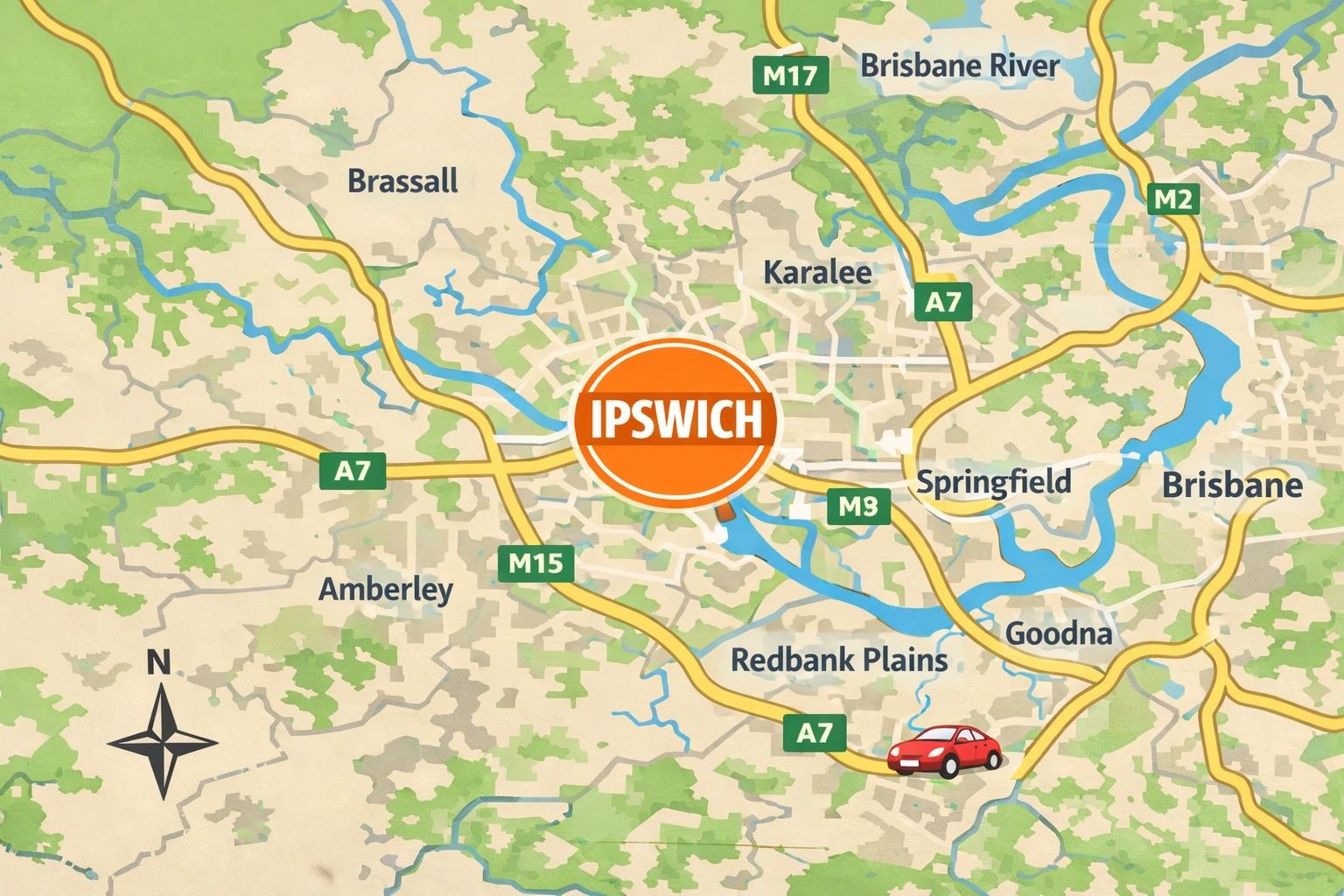 Ipswich region service area map